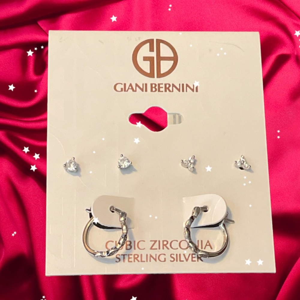 Giani Bernini Sterling Silver cubic zirconia 3 pair earrings